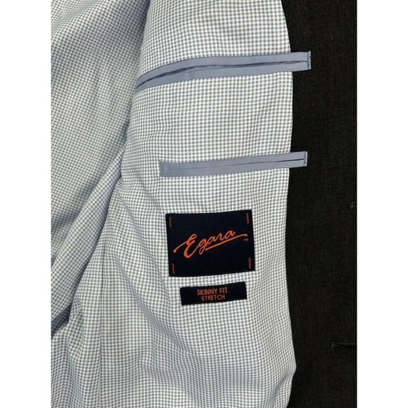 Egara Sports Blazer Men's Size 42L Gray Solid Casual Lined Skinny Fit Stretch - Picture 8 of 9